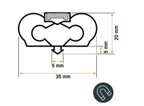 BURLETE MAGNTICO ENCASTRE:426x576mm PVC GRIS