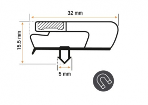 BURLETE 782x467mm PVC GRIS